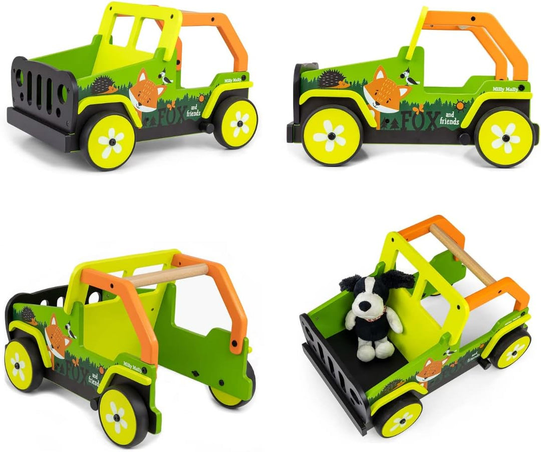 Milly Mally Explorer Kinder Lauflernwagen Holz Baby Push Pull Lauflernhilfe Spielzeug für 1-3 Jahre