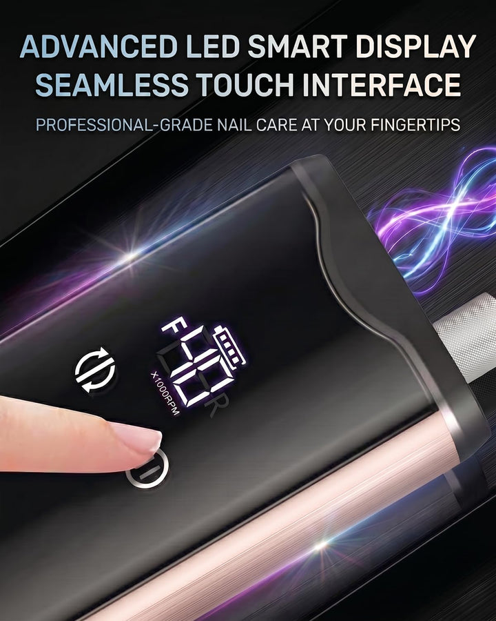 Nagelfräser für Gelnägel, 40.000 U/min mit Coreless Motor, Kabellose Elektrische Nagelfeile, LCD-Tou