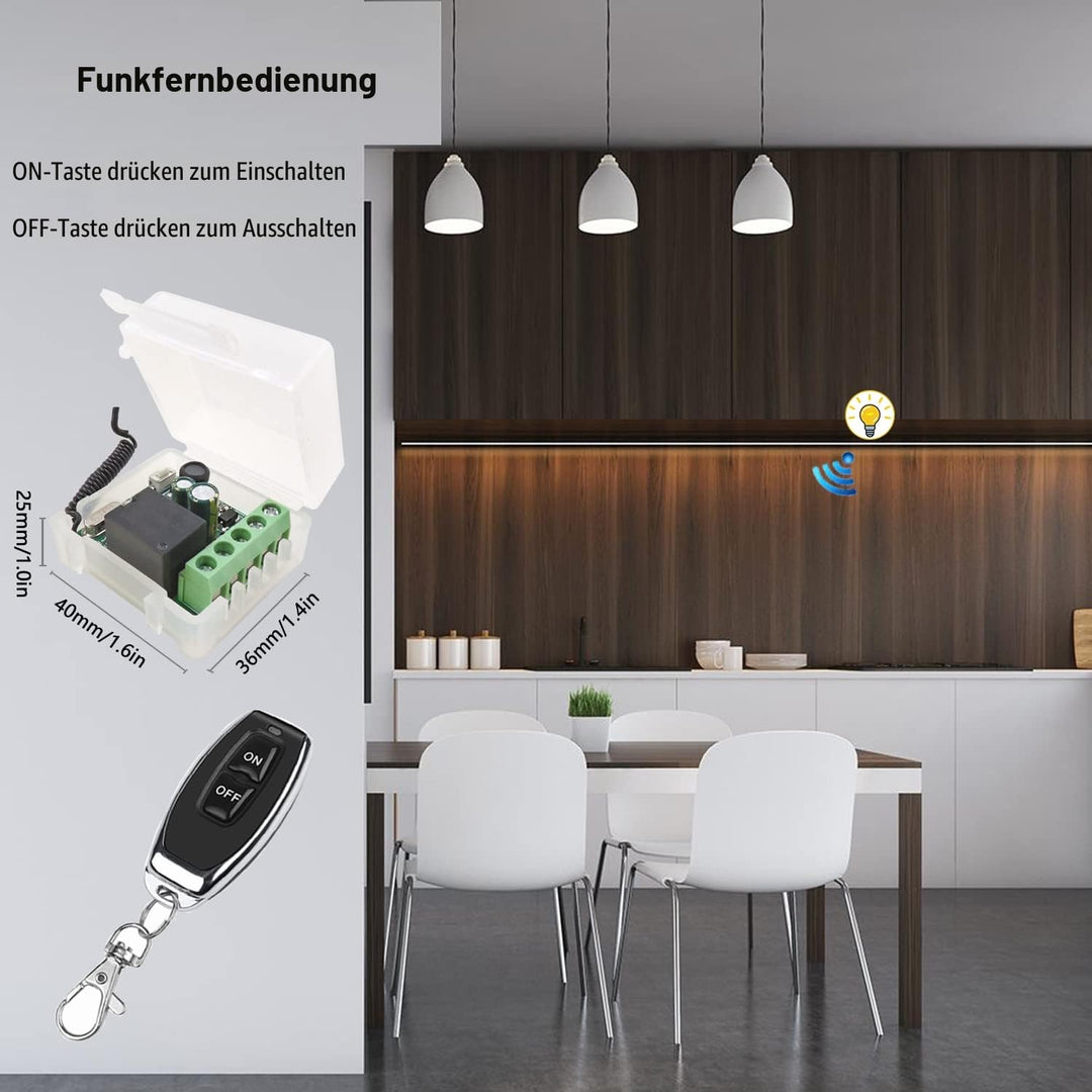DieseRC Funk Fernbedienung Schalter 433Mhz 220V 230V 1 Kanal Funksteuerung Relais Empfänger mit 5 Se