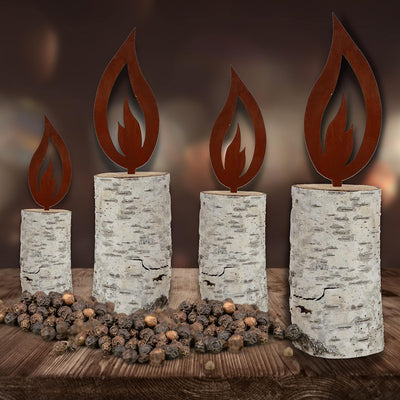 Rostikal 5 er Set Rost Deko Flamme Edelrost 22 cm gross Rostige Weihnachtsdeko Kerze Advent Kerzenfl