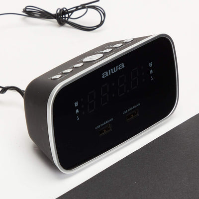 Aiwa CRU-19BK Radio Schwarz Radiowecker LED-Display Dimmerfunktion