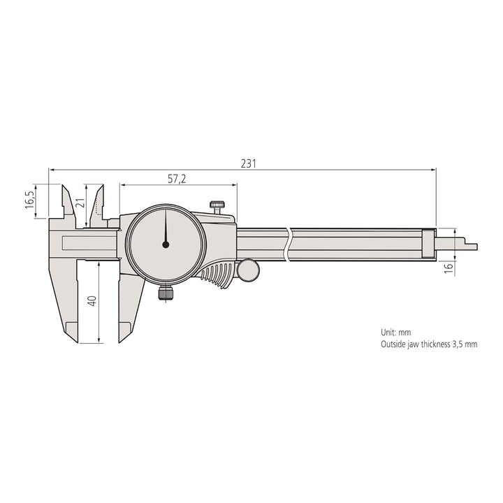 Uhren-Messschieber, 0-150 mm, 0,01 mm, 1 mm/U, metrisch Single, Single