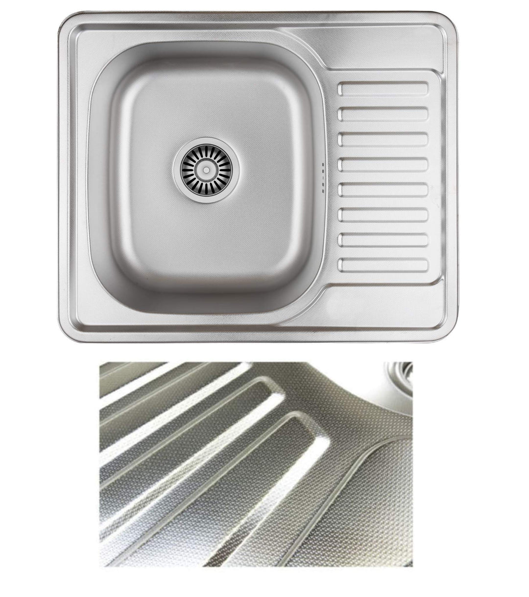 VBChome Einbauspüle 58x48 Leinenstruktur ab 45er Unterschrank Edelstahl Küchenspüle Spüle Ablagefläc