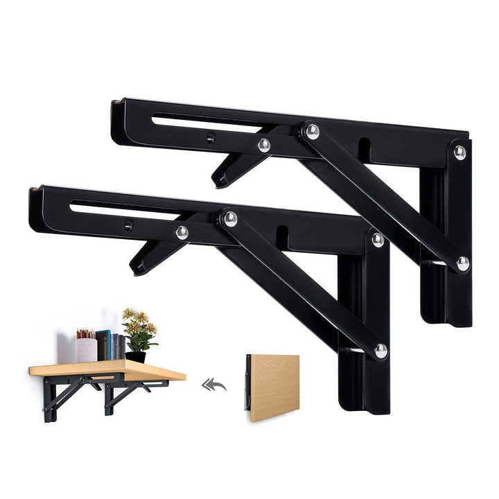 Beinhome 2ST Klappkonsole Schwerlast 400mm Regalträger Klappbar Schwarze Klappregal Halterungen Tisc