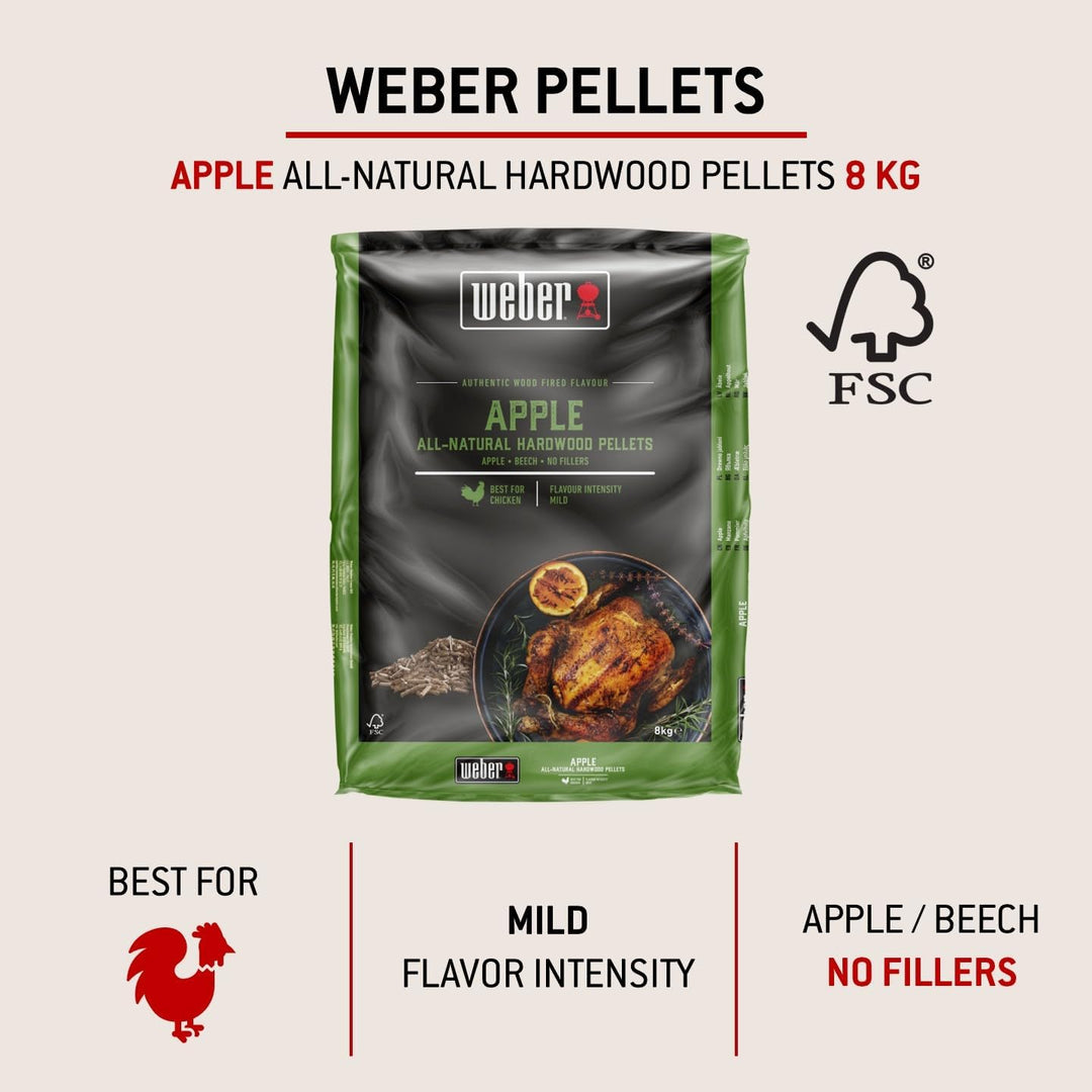 Weber Apfelholz Pellets/Geeignet für alle Pelletgrills, Milder, aromatischer, süsser, rauchiger Gesc