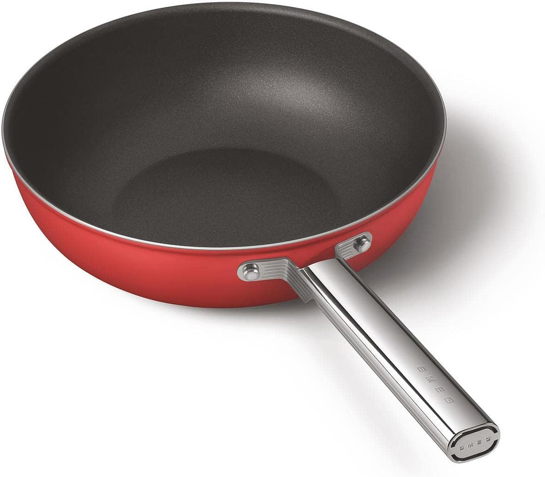 Smeg, CKFW3001RDM, Antihaft-Wok, Durchmesser 30 cm, ergonomischer Edelstahlgriff, für alle Herdarten