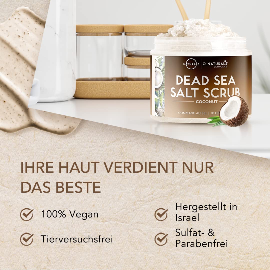 Körperpeeling Salt Body Scrub Peeling Gesicht Peeling Körper Coconut mit Vanilla Feuchtigkeitsspende
