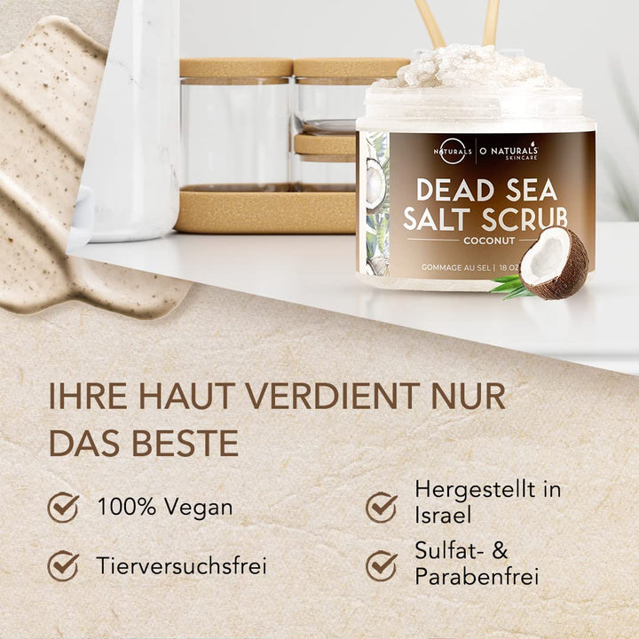 Körperpeeling Salt Body Scrub Peeling Gesicht Peeling Körper Coconut mit Vanilla Feuchtigkeitsspende