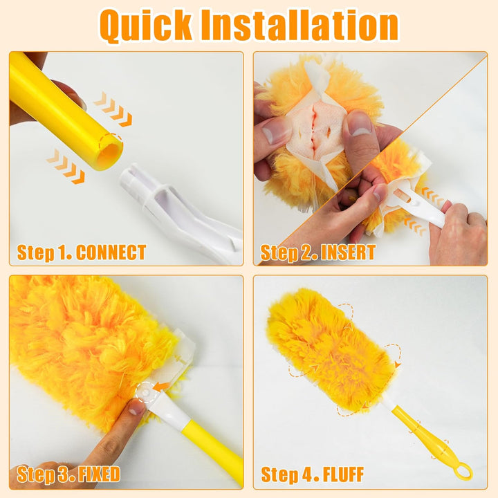JEHONN Staubmagnet Nachfüllpack 20 Stück für Swiffer Duster, 360 Grad Staubwischer Teleskopstange, S