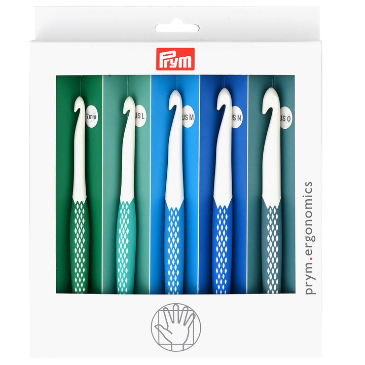 Prym 57183 Ergonomische Häkelnadeln, Vorteilspack, gross (7 mm, Häkelnadel-Set, Mehrfarbig, Large (7