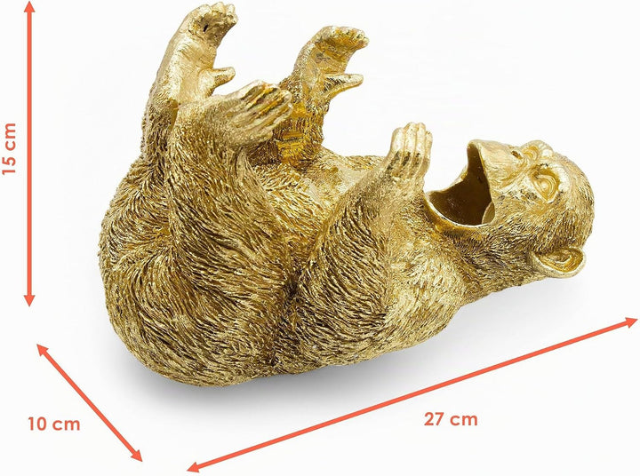 Spetebo Deko Flaschenhalter AFFE Gold - 27 x 15 cm - Halter für Weinflaschen Durstiges Tier - Tischd