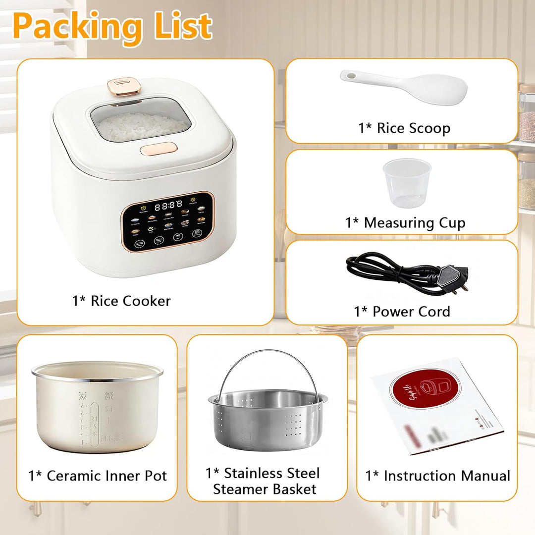 Reiskocher 3L, mit Low Sugar Funktion, 10 Programme, Low Carb Funktion | Rice Cooker, Dampfgarer, To