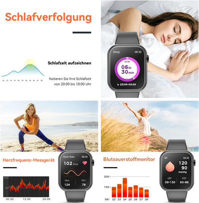 2023 Smartwatch für Herren und Damen, 1,85 Zoll Bildschirm Smartwatch mit Bluetooth-Anruf und Freisp