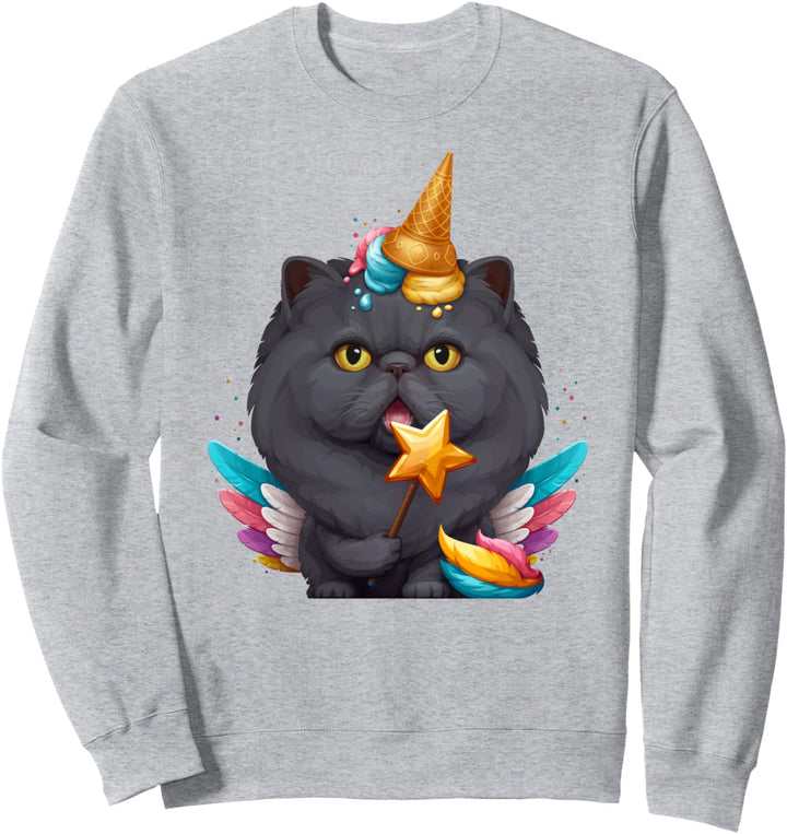 Schwarze Perserkatze Einhorn Sweatshirt