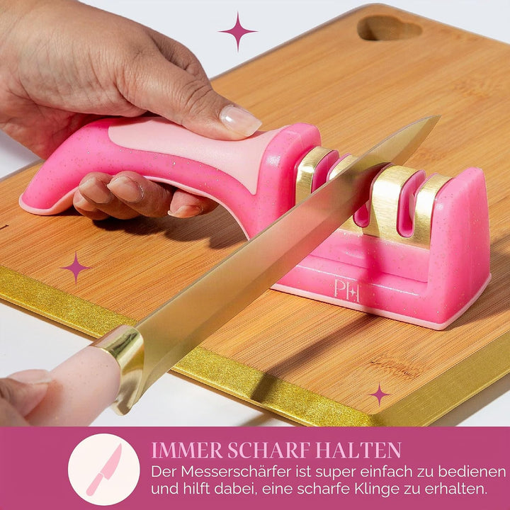 Paris Hilton 3-stufiger Messerschärfer, professioneller Küchenmesserschärfer mit ergonomischem Griff
