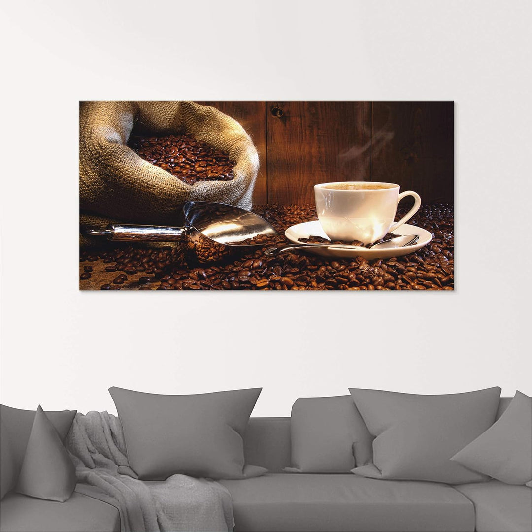 ARTland Glasbilder Wandbild Glas Bild einteilig 125x50 cm Querformat Kaffee Cafe Coffee Cappucino Ka