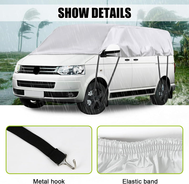 Autoabdeckung Wasserdicht Ersatz für VW T5 T6 LWB, Sonnenfest Hälfte Autoabdeckung, Halbgarage UV Be