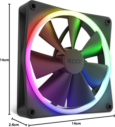 Nzxt F140 RGB Fans - RF-R14SF-B1 - Erweiterte Anpassung der RGB-Beleuchtung – Flüsterleise Kühlung –