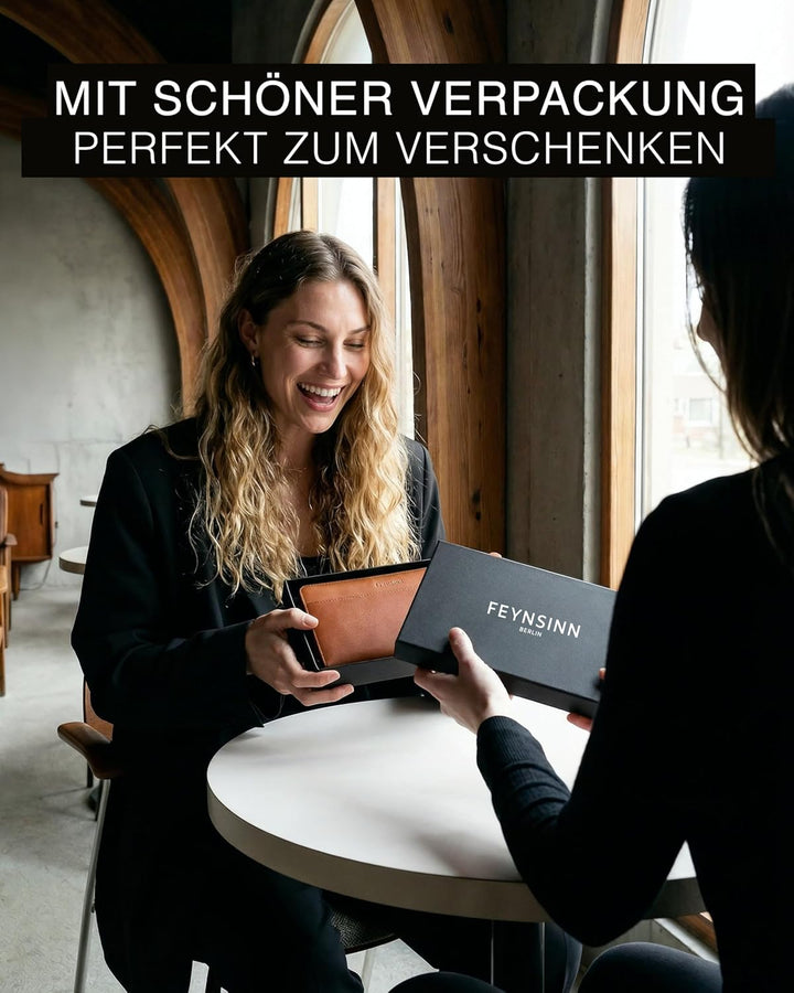 FEYNSINN Berlin Geldbörse Damen Stars aus Nappa-Leder I Portemonnaie gross für Damen I Geldbeutel ha
