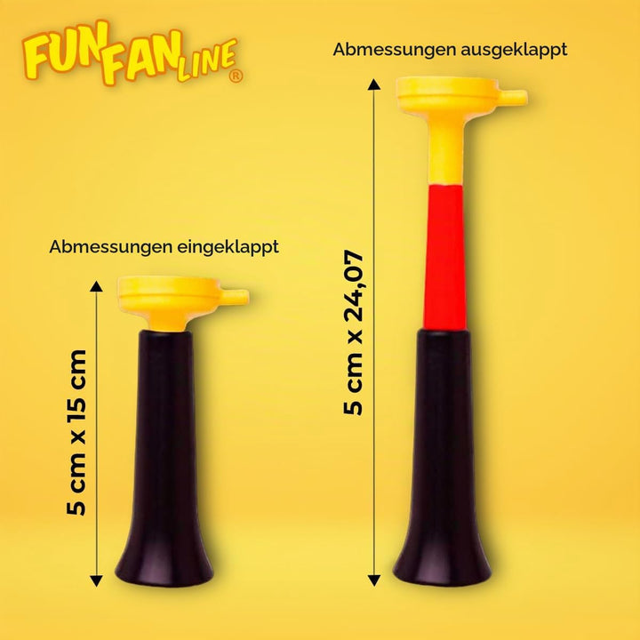 FUN FAN LINE - Pack x3 Plastik Vuvuzela Trompeten. Zubehör für Fussball- und Sportfeste. Geräuschvol