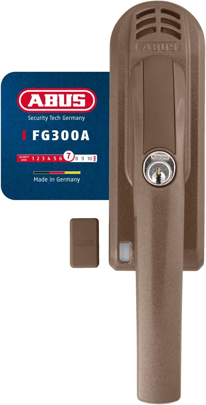 ABUS Abschliessbarer Fenstergriff FG300A AL0145 - Fensterknauf mit Druckzylinder und Alarmfunktion,