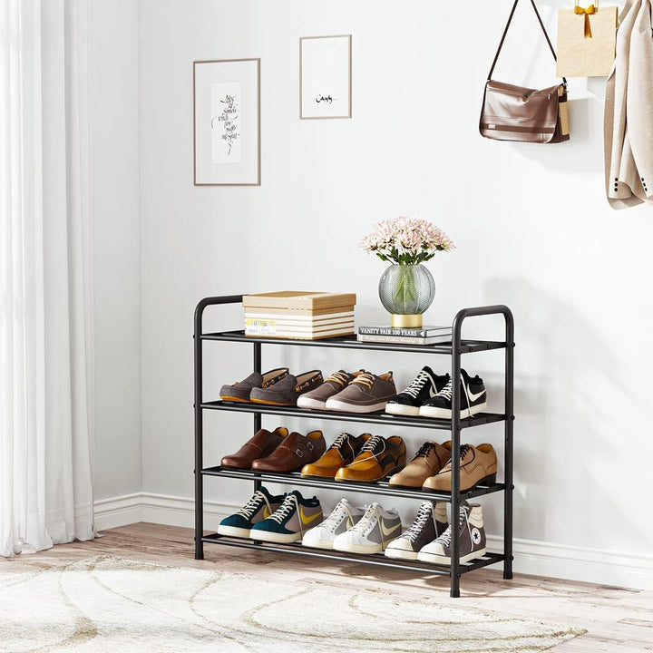 FANHAO Schuhregal, Schuhregale 4 Ebenen Edelstahl, Schuh-Organizer für bis zu 12 Paar Schuhe, Schuh