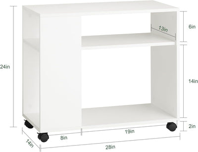 SoBuy FBT34-W Zeitungsständer Couchtisch Nachttisch Tisch mit Rollen Beistelltisch weiss BHT ca:70x6