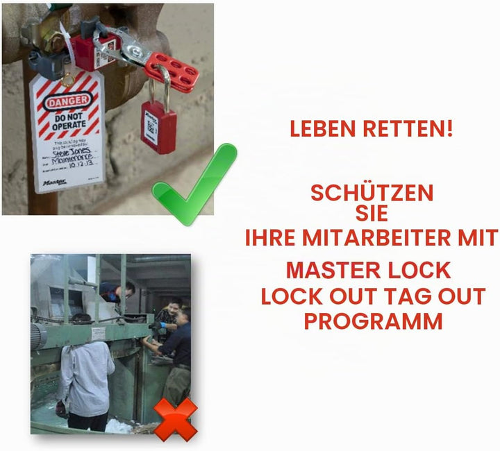 Master Lock 410RED Thermoplastisches Sicherheitsvorhängeschloss für Mechanische Verriegelungen, Rot,