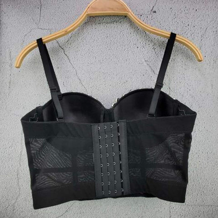 Damen Korsett Bustier BH Dessous Tank Top Trägertop Crop Top Corsage Schlanke Weste Schwarz XL, Schw