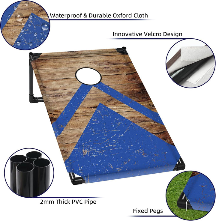NZQXJXZ Cornhole Spiel Outdoor, Tragbar Cornhole Toss Set mit 8 Cornhole Säckchen und Tragetasche fü