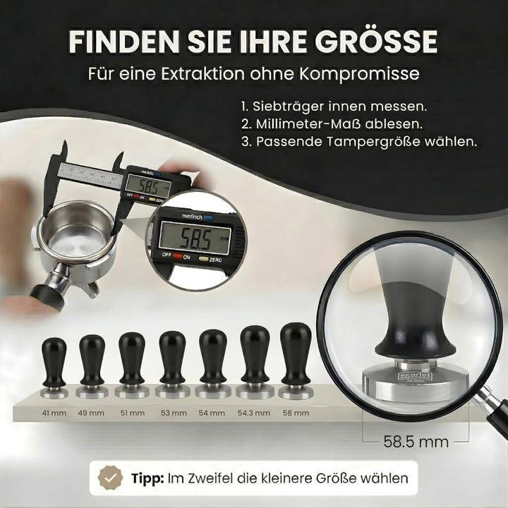 scarlet espresso | Tamper »Perfetto« für Barista; auf 35 lbs Anpressdruck kalibiriert; mit Alu- oder