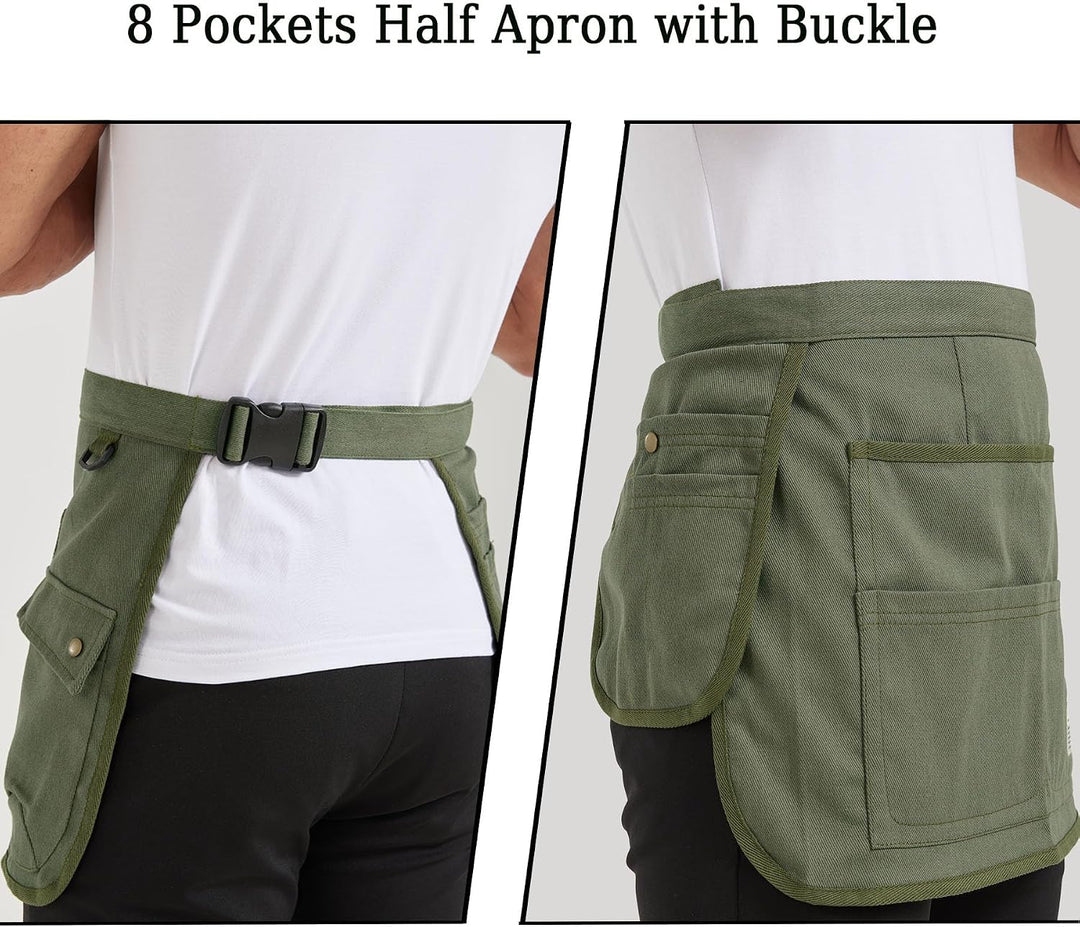 Nanxson Unisex Werkzeugschürze Gartenschürze kurz Segeltuchschürze | Damen Herren Einstellbar Taille