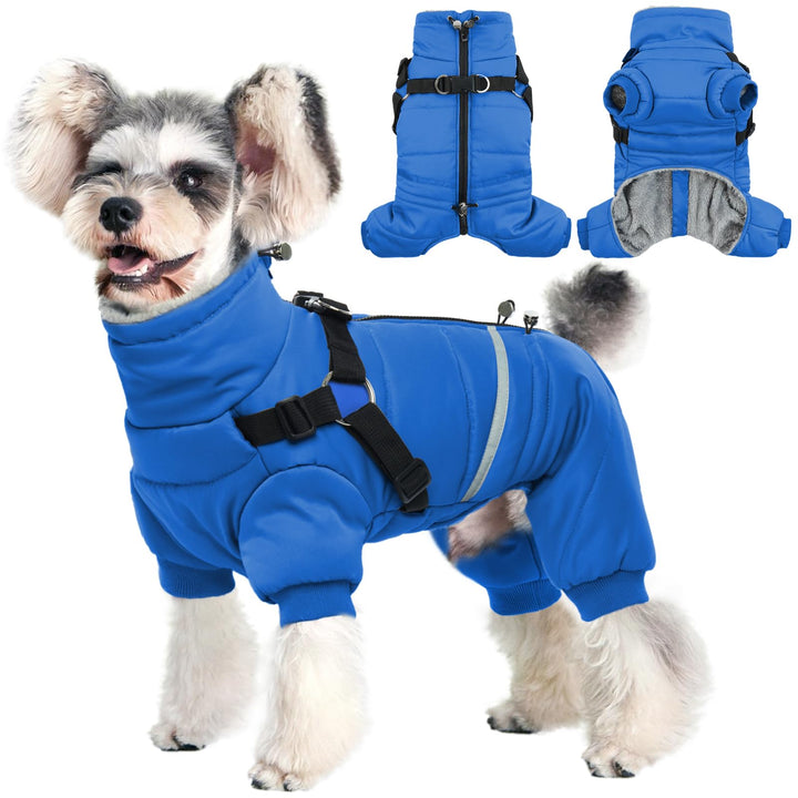 Hjyokuso Wasserdichter Hundemantel, Hundejacke mit Geschirr, Wintermantel Hund für kleine Mittel Gro