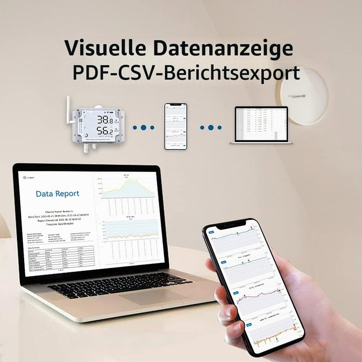 UbiBot GS1-AETH1RS | digitales WLAN-fähiges Thermo- und Hygrometer mit Warnungen, ferngesteuerter Te