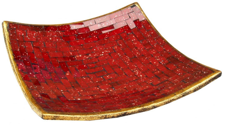 GURU SHOP Eckige Mosaikschale, Untersetzer, Dekoschale, Handgearbeitete Keramik & Glas Obst Schale -