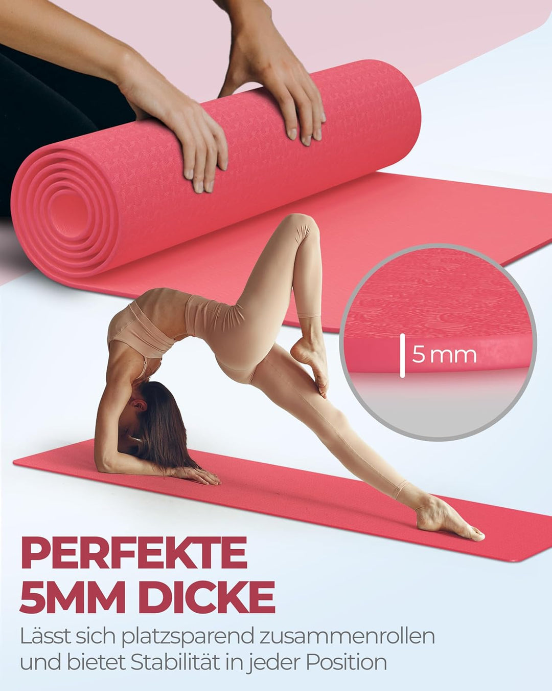 Yoga Matte Pro aus umweltfreundlichem TPE-Schaum, sehr rutschfeste, schadstofffreie, hypoallergene u