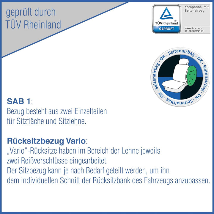 PETEX Auto Sitzbezüge Universal Komplett Set 11-teilig - Samoa rot, Eco Class mit SAB 1 Vario Komple