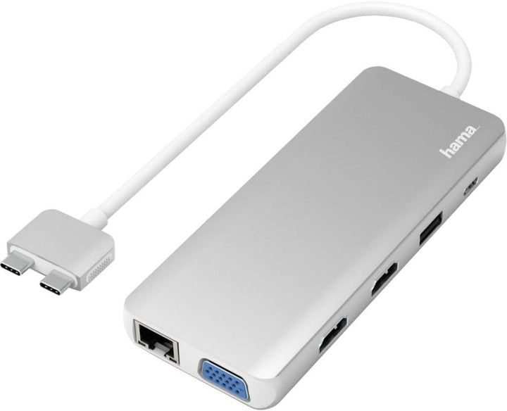 Hama USB C Hub 12 Ports Dockingstation für Apple MacBook Pro/Air (2x HDMI, 1x VGA, 4x USB-A, 1x USB-