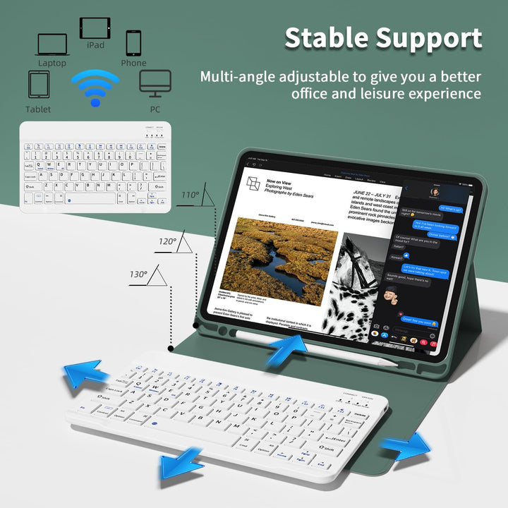 JKSML Hülle mit Tastatur für iPad Pro 11 Zoll 4./3./2.Generation (2022/2021/2020) mit Stifthalter, A