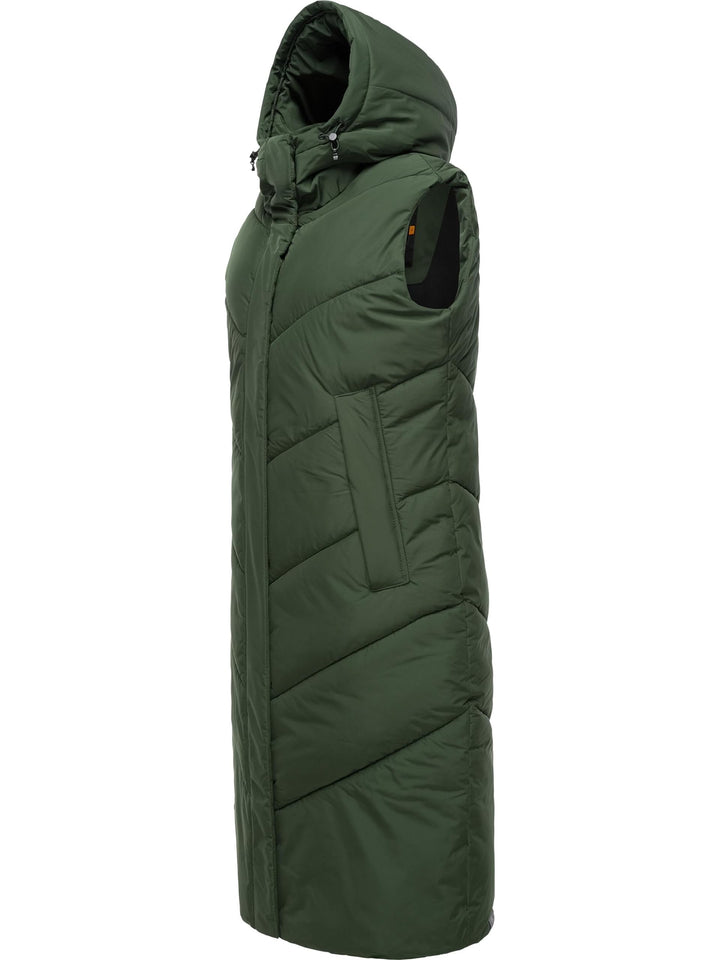 Ragwear Damen warme wasserdichte Winter Steppweste mit Kapuze Suminka Vest XS-6XL XS Dark Olive, XS