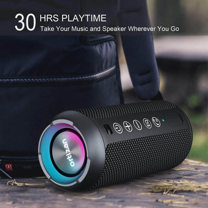 Ortizan Bluetooth Lautsprecher mit Buntem LED-Licht, Tragbarer Mini Bluetooth Box mit Freisprechfunk