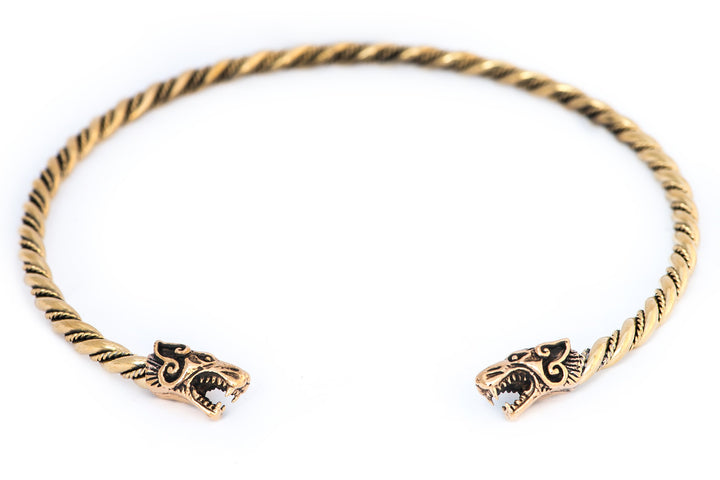 Windalf Frauen Wikinger Torques FENRA Ø 12 cm Wikinger Schmuck Handarbeit edle Bronze