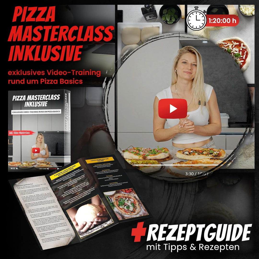 DELICRET elektrischer Pizzaofen 12" - bis zu 450℃ - 1700 Watt - Backraumtemperatur und Steintemperat