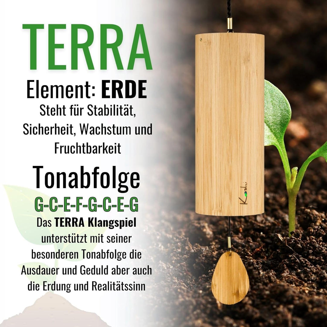 Koshi Klangspiel Erde - Terra Windspiel - Wind Chime Bambus - Für Yoga Meditation Garten Terra / Erd
