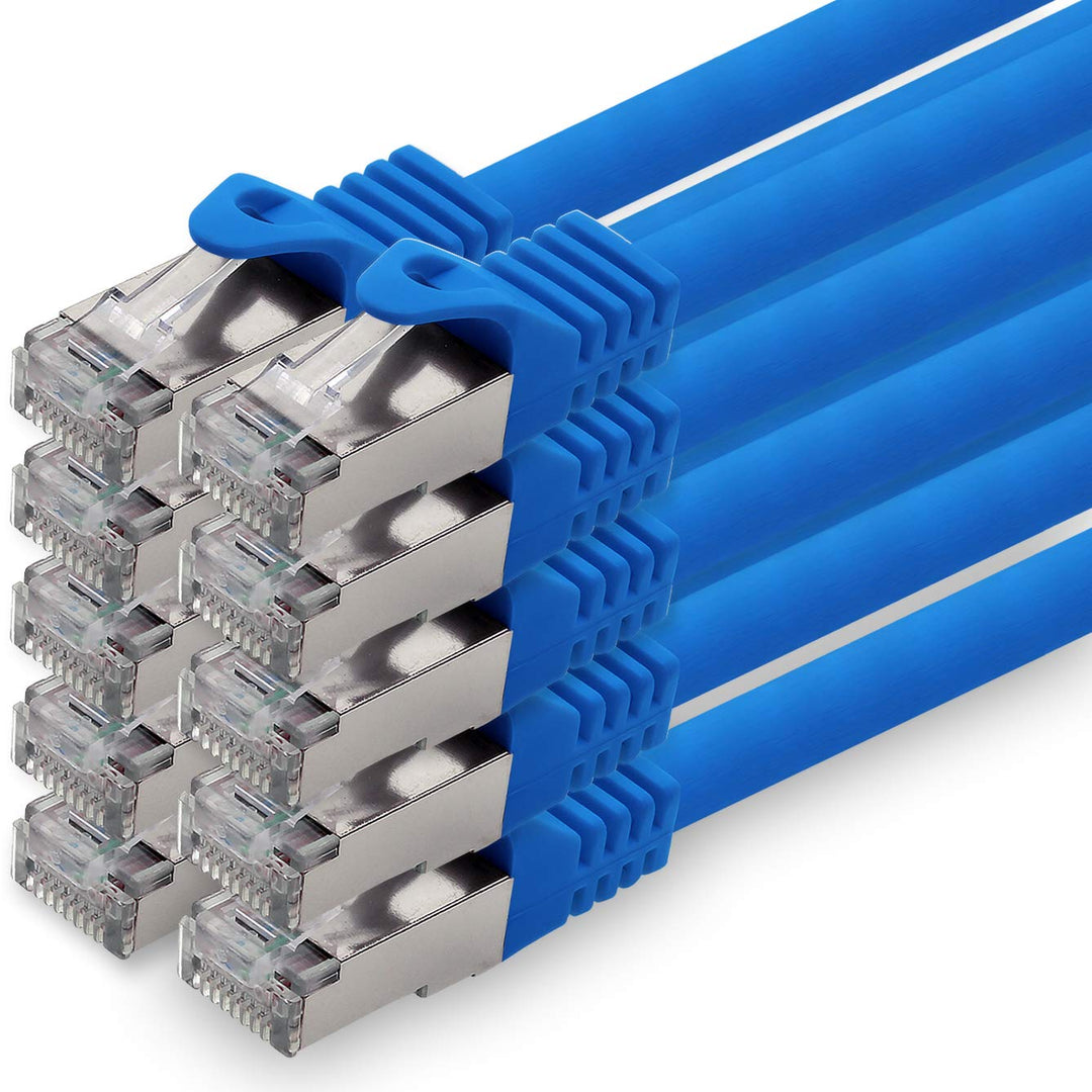 1aTTack.de 5,0m - blau - 10 Stück CAT.7 Netzwerkkabel Patchkabel SFTP PIMF LSZH Gigabit Lan Kabel 10