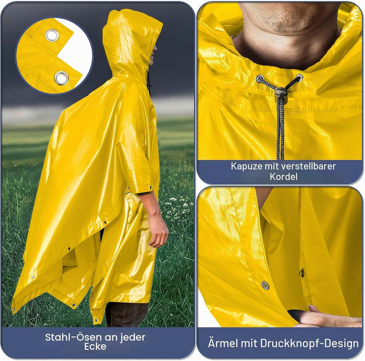 Regenponcho Wasserdicht Regencape mit Kapuze Multifunktionales Regenmantel Wiederverwendbar Regenkle