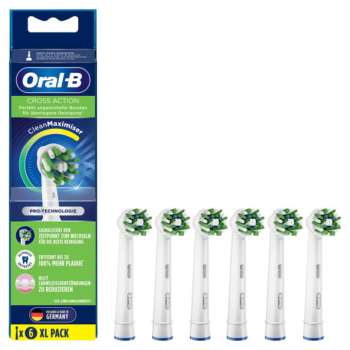 Oral-B Aufsteckbürsten CrossAction CleanMaximizer 6er Grüne 6 stück (1er Pack) Alt, Grüne 6 stück (1