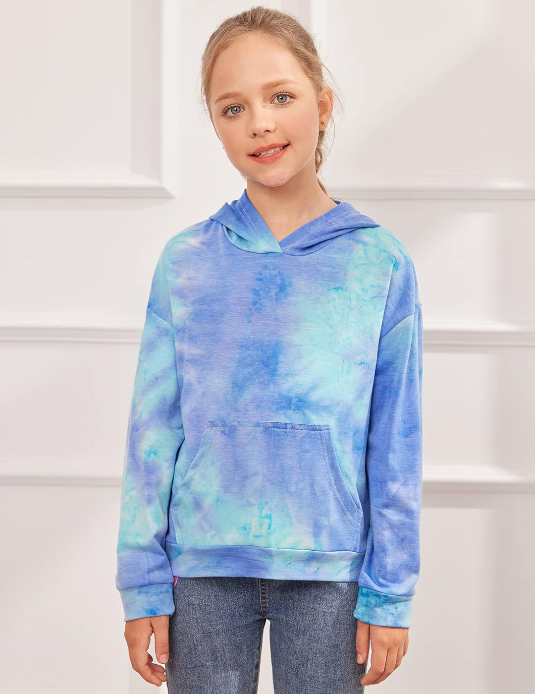 Arshiner Mädchen Hoodie Batik Kinder Pullover Freizeit Mode Sweatshirt mit Kapuze Herbst Winter Lang