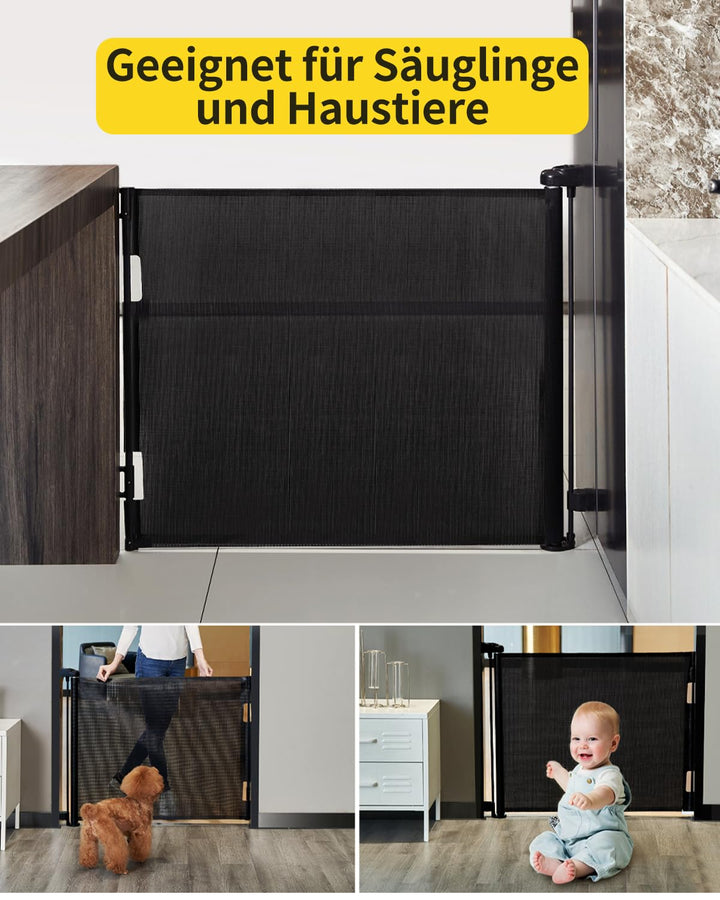 Retraktierbares Sicherheitsgitter für Babys & Haustiere – Extra Breit & Hoch, 0-140CM Türschutzgitte