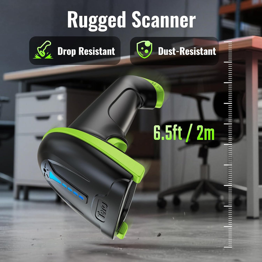 Tera Kabelloser Barcodescanner Handheld 1D Laser Wireless und USB Wired mit Akkustandsanzeige, Extra